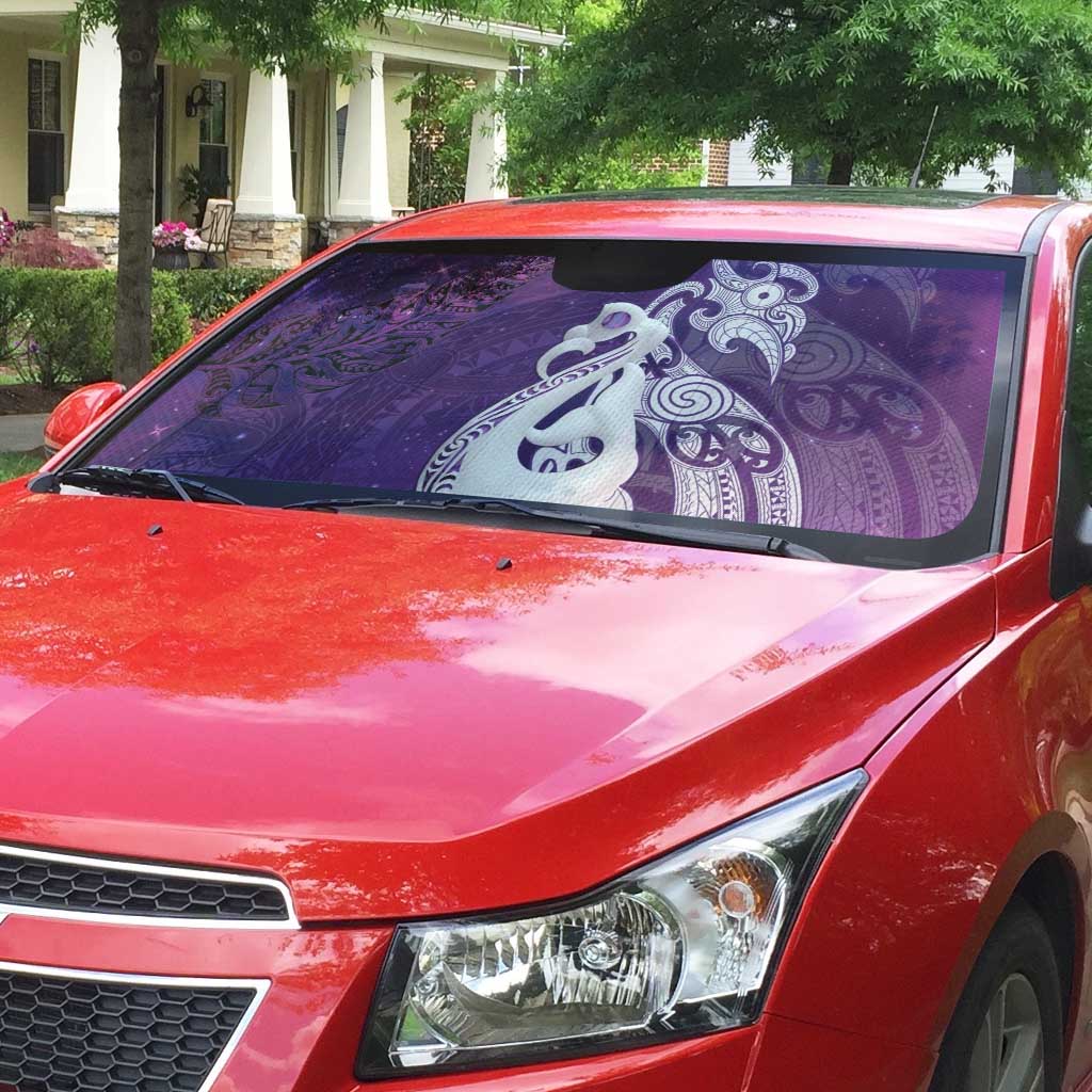 New Zealand Matariki Auto Sun Shade Maori Manaia Galaxy Silver Fern Purple Color LT22 - Polynesian Pride