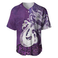 New Zealand Matariki Baseball Jersey Maori Manaia Galaxy Silver Fern Purple Color LT22 Purple - Polynesian Pride