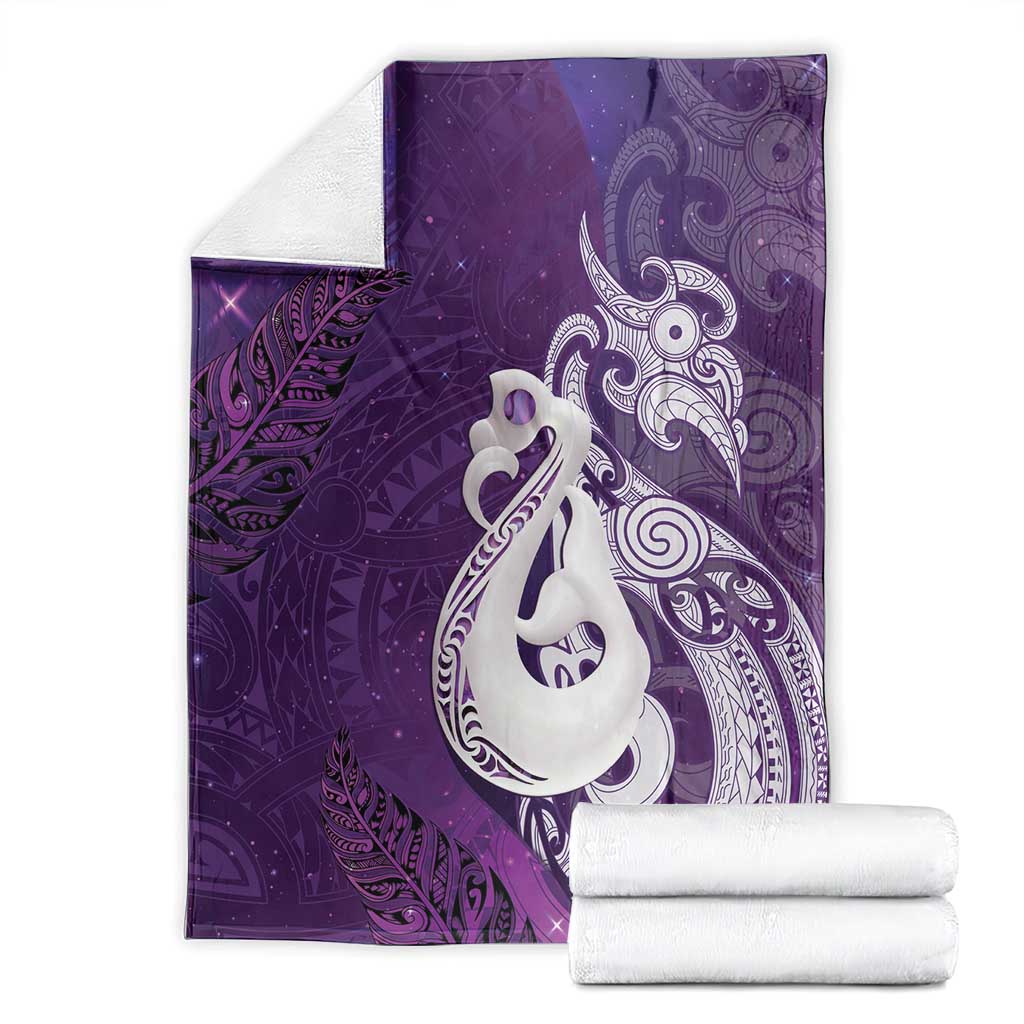 New Zealand Matariki Blanket Maori Manaia Galaxy Silver Fern Purple Color LT22 - Polynesian Pride