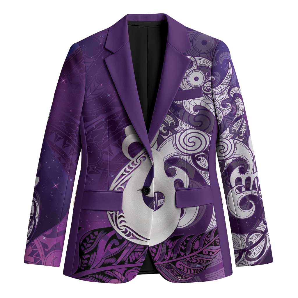 New Zealand Matariki Blazer Maori Manaia Galaxy Silver Fern Purple Color LT22 Unisex Purple - Polynesian Pride