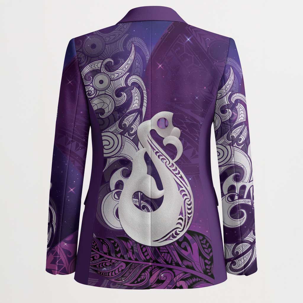 New Zealand Matariki Blazer Maori Manaia Galaxy Silver Fern Purple Color LT22 - Polynesian Pride