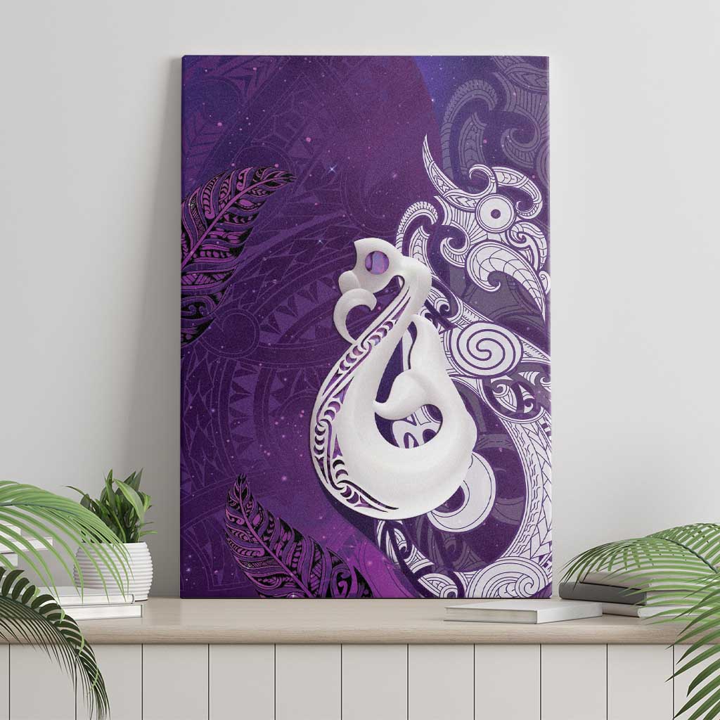 New Zealand Matariki Canvas Wall Art Maori Manaia Galaxy Silver Fern Purple Color LT22 - Polynesian Pride