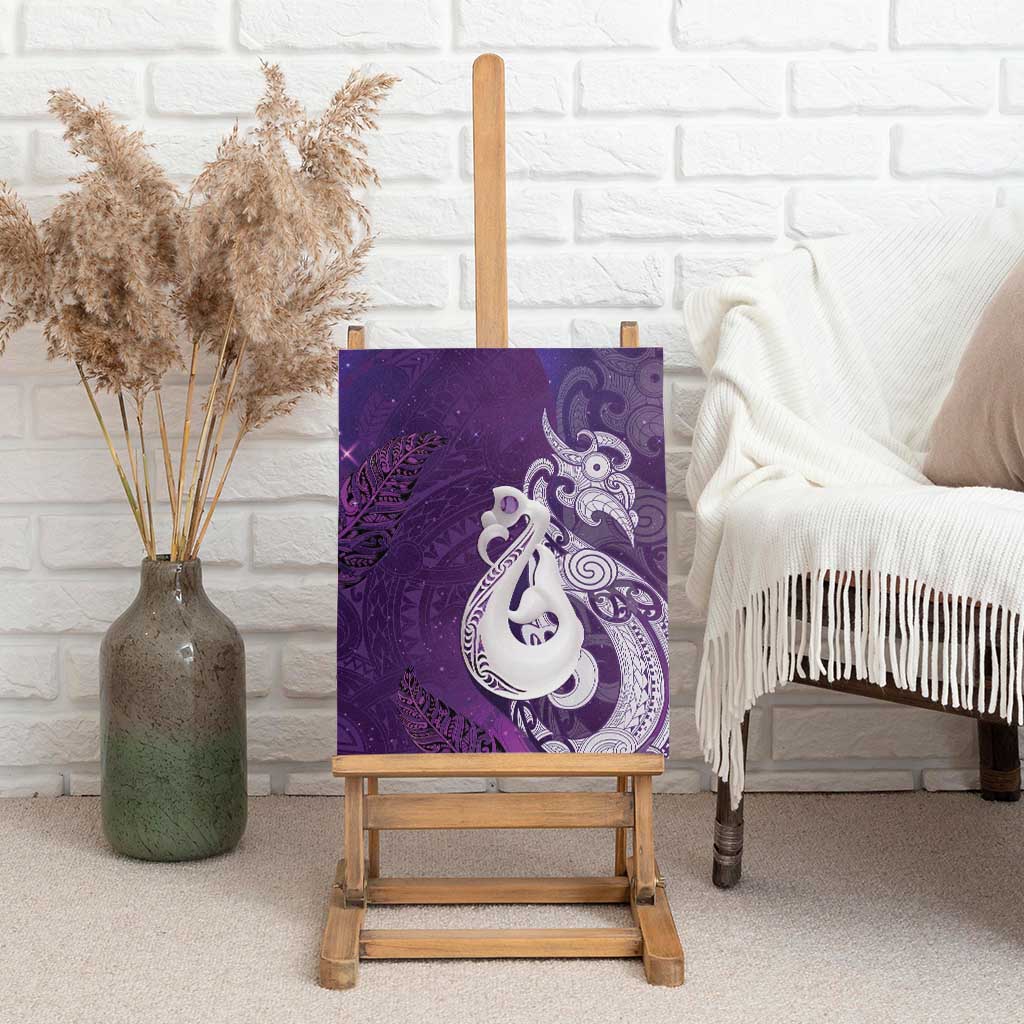 New Zealand Matariki Canvas Wall Art Maori Manaia Galaxy Silver Fern Purple Color LT22 - Polynesian Pride