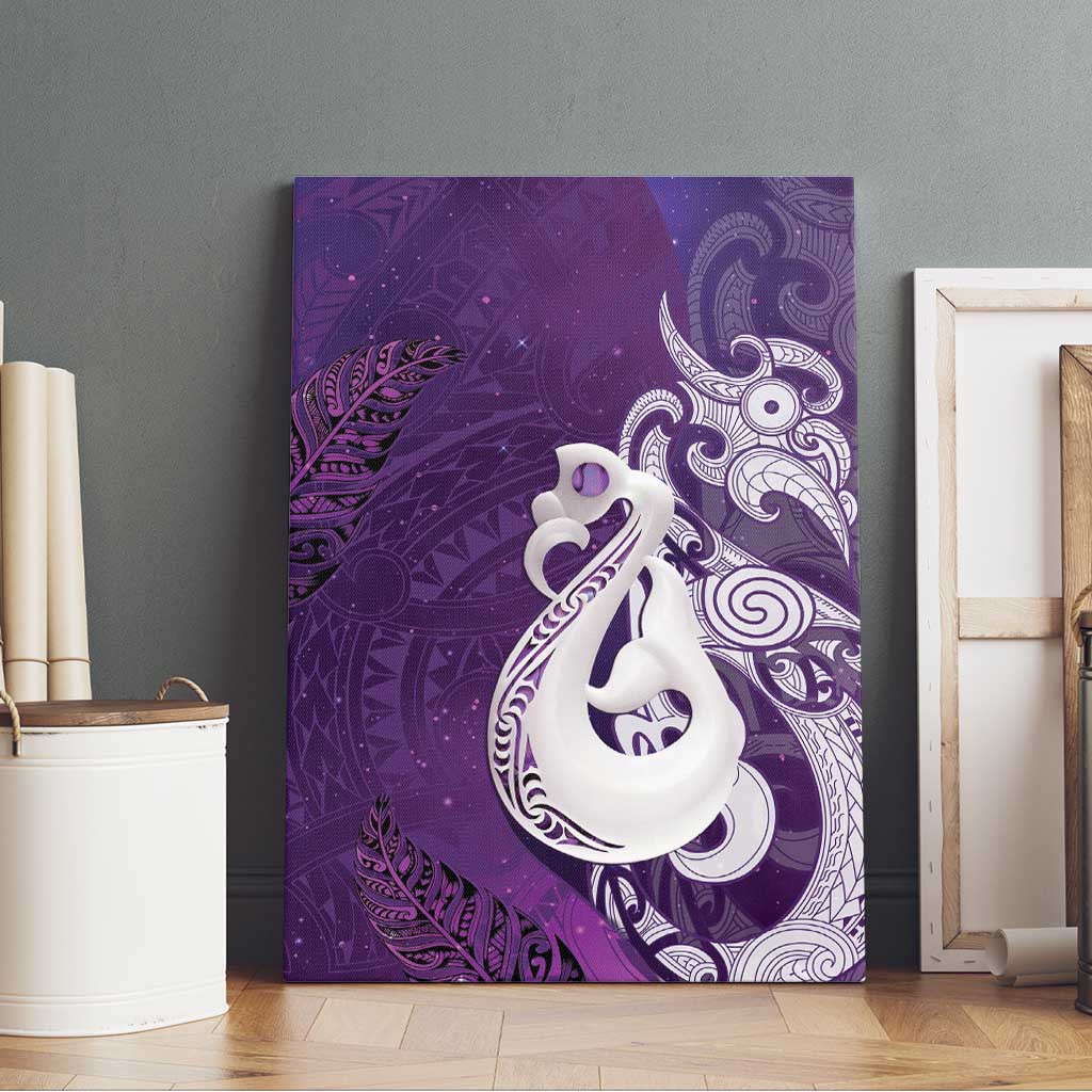 New Zealand Matariki Canvas Wall Art Maori Manaia Galaxy Silver Fern Purple Color LT22 - Polynesian Pride