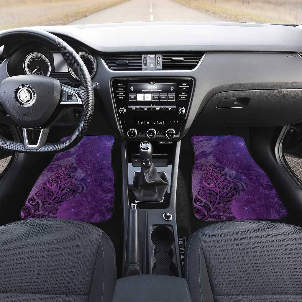 New Zealand Matariki Car Mats Maori Manaia Galaxy Silver Fern Purple Color LT22 Set 2pcs - Front Purple - Polynesian Pride