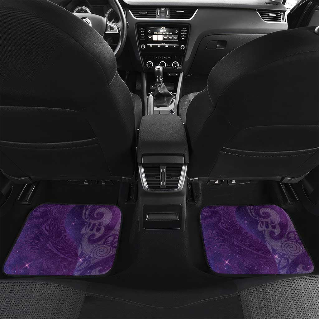New Zealand Matariki Car Mats Maori Manaia Galaxy Silver Fern Purple Color LT22 Set 2pcs - Back Purple - Polynesian Pride