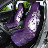 New Zealand Matariki Car Seat Cover Maori Manaia Galaxy Silver Fern Purple Color