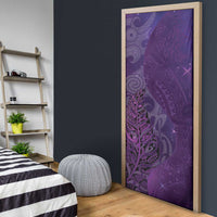 New Zealand Matariki Door Cover Maori Manaia Galaxy Silver Fern Purple Color
