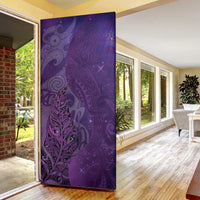 New Zealand Matariki Door Cover Maori Manaia Galaxy Silver Fern Purple Color