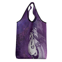 New Zealand Matariki Grocery Bag Maori Manaia Galaxy Silver Fern Purple Color LT22 - Polynesian Pride