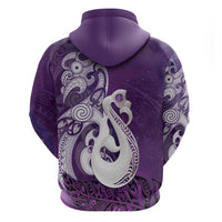 New Zealand Matariki Hoodie Maori Manaia Galaxy Silver Fern Purple Color