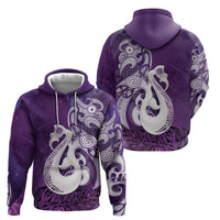 New Zealand Matariki Hoodie Maori Manaia Galaxy Silver Fern Purple Color