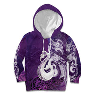 New Zealand Matariki Kid Hoodie Maori Manaia Galaxy Silver Fern Purple Color LT22 Hoodie Purple - Polynesian Pride