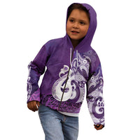New Zealand Matariki Kid Hoodie Maori Manaia Galaxy Silver Fern Purple Color LT22 - Polynesian Pride