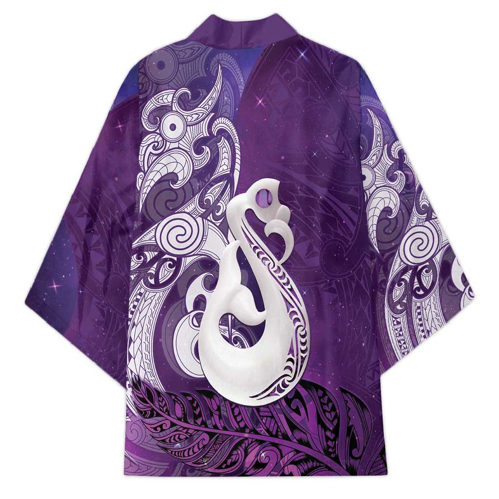 New Zealand Matariki Kimono Maori Manaia Galaxy Silver Fern Purple Color LT22 - Polynesian Pride