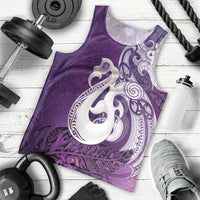 New Zealand Matariki Men Tank Top Maori Manaia Galaxy Silver Fern Purple Color