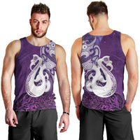 New Zealand Matariki Men Tank Top Maori Manaia Galaxy Silver Fern Purple Color