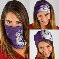 New Zealand Matariki Neck Gaiter Maori Manaia Galaxy Silver Fern Purple Color LT22 - Polynesian Pride
