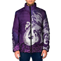 New Zealand Matariki Padded Jacket Maori Manaia Galaxy Silver Fern Purple Color LT22 Men Purple - Polynesian Pride