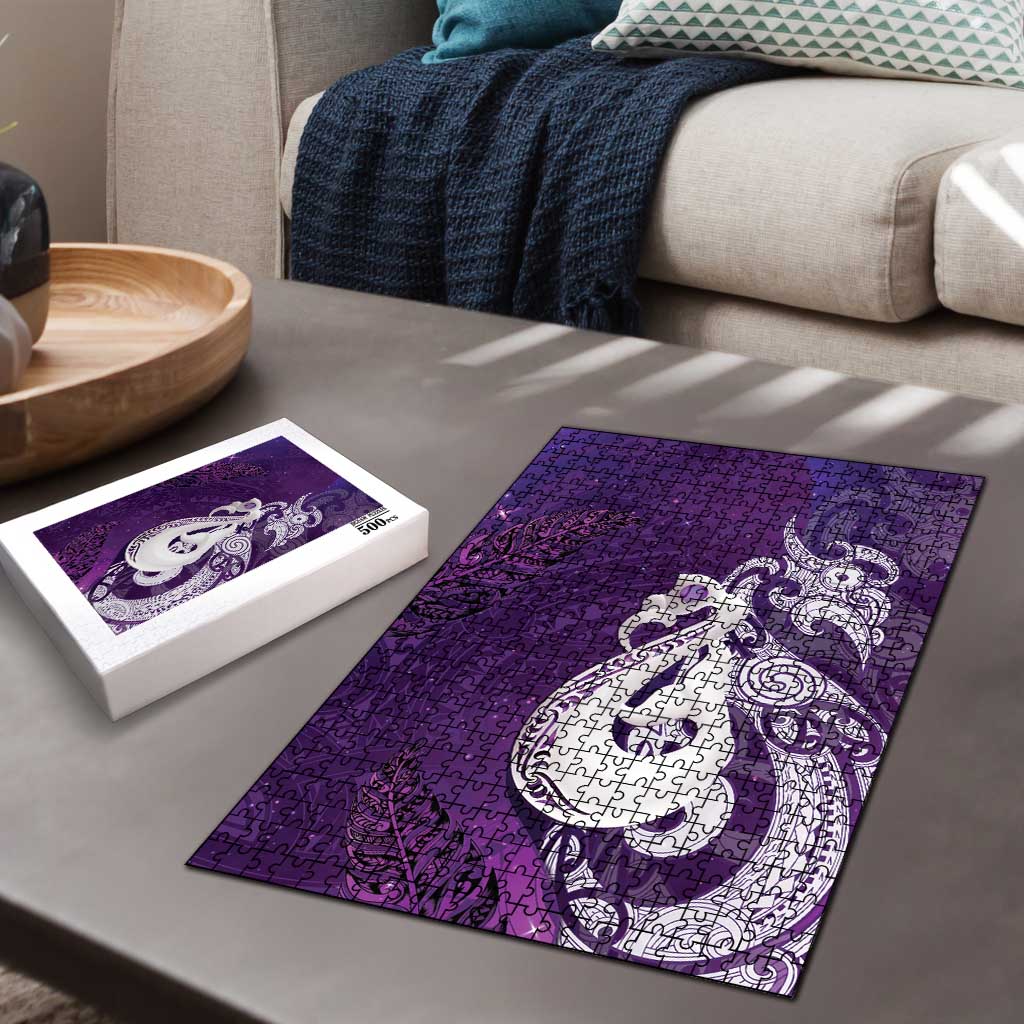 New Zealand Matariki Puzzle Maori Manaia Galaxy Silver Fern Purple Color LT22 - Polynesian Pride