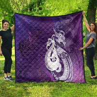 New Zealand Matariki Quilt Maori Manaia Galaxy Silver Fern Purple Color LT22 - Polynesian Pride
