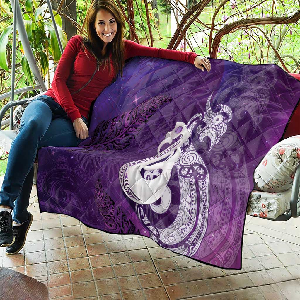 New Zealand Matariki Quilt Maori Manaia Galaxy Silver Fern Purple Color LT22 - Polynesian Pride