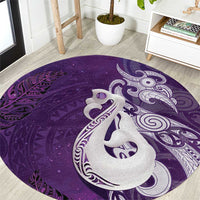 New Zealand Matariki Round Carpet Maori Manaia Galaxy Silver Fern Purple Color LT22 Purple - Polynesian Pride