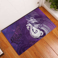 New Zealand Matariki Rubber Doormat Maori Manaia Galaxy Silver Fern Purple Color LT22 - Polynesian Pride