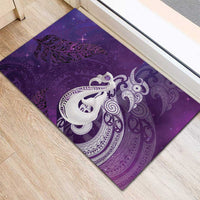 New Zealand Matariki Rubber Doormat Maori Manaia Galaxy Silver Fern Purple Color LT22 - Polynesian Pride