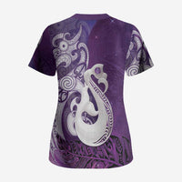New Zealand Matariki Scrub Top Maori Manaia Galaxy Silver Fern Purple Color LT22 - Polynesian Pride