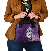 New Zealand Matariki Shoulder Handbag Maori Manaia Galaxy Silver Fern Purple Color LT22 - Polynesian Pride