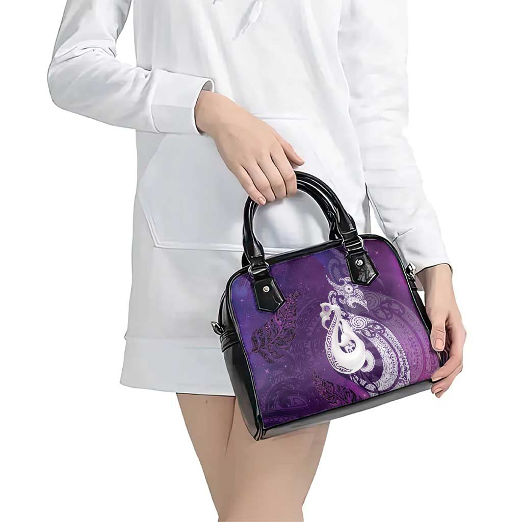 New Zealand Matariki Shoulder Handbag Maori Manaia Galaxy Silver Fern Purple Color LT22 - Polynesian Pride