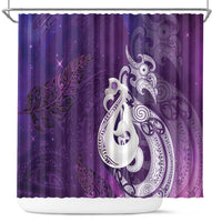 New Zealand Matariki Shower Curtain Maori Manaia Galaxy Silver Fern Purple Color LT22 Purple - Polynesian Pride
