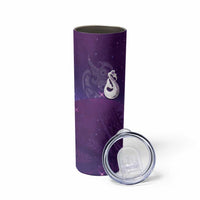 New Zealand Matariki Skinny Tumbler Maori Manaia Galaxy Silver Fern Purple Color LT22 - Polynesian Pride