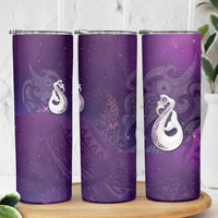New Zealand Matariki Skinny Tumbler Maori Manaia Galaxy Silver Fern Purple Color LT22 - Polynesian Pride