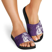 New Zealand Matariki Slide Sandals Maori Manaia Galaxy Silver Fern Purple Color LT22 - Polynesian Pride