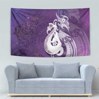 New Zealand Matariki Tapestry Maori Manaia Galaxy Silver Fern Purple Color LT22 - Polynesian Pride