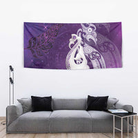 New Zealand Matariki Tapestry Maori Manaia Galaxy Silver Fern Purple Color LT22 - Polynesian Pride