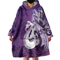 New Zealand Matariki Wearable Blanket Hoodie Maori Manaia Galaxy Silver Fern Purple Color LT22 - Polynesian Pride