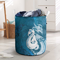 New Zealand Matariki Laundry Basket Maori Manaia Galaxy Silver Fern Blue Color LT22 Blue - Polynesian Pride