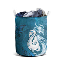 New Zealand Matariki Laundry Basket Maori Manaia Galaxy Silver Fern Blue Color LT22 - Polynesian Pride