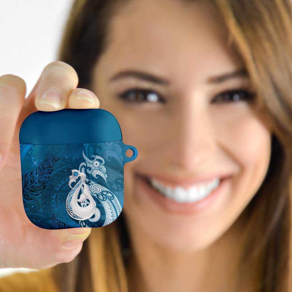 New Zealand Matariki AirPods Case Maori Manaia Galaxy Silver Fern Blue Color LT22 - Polynesian Pride