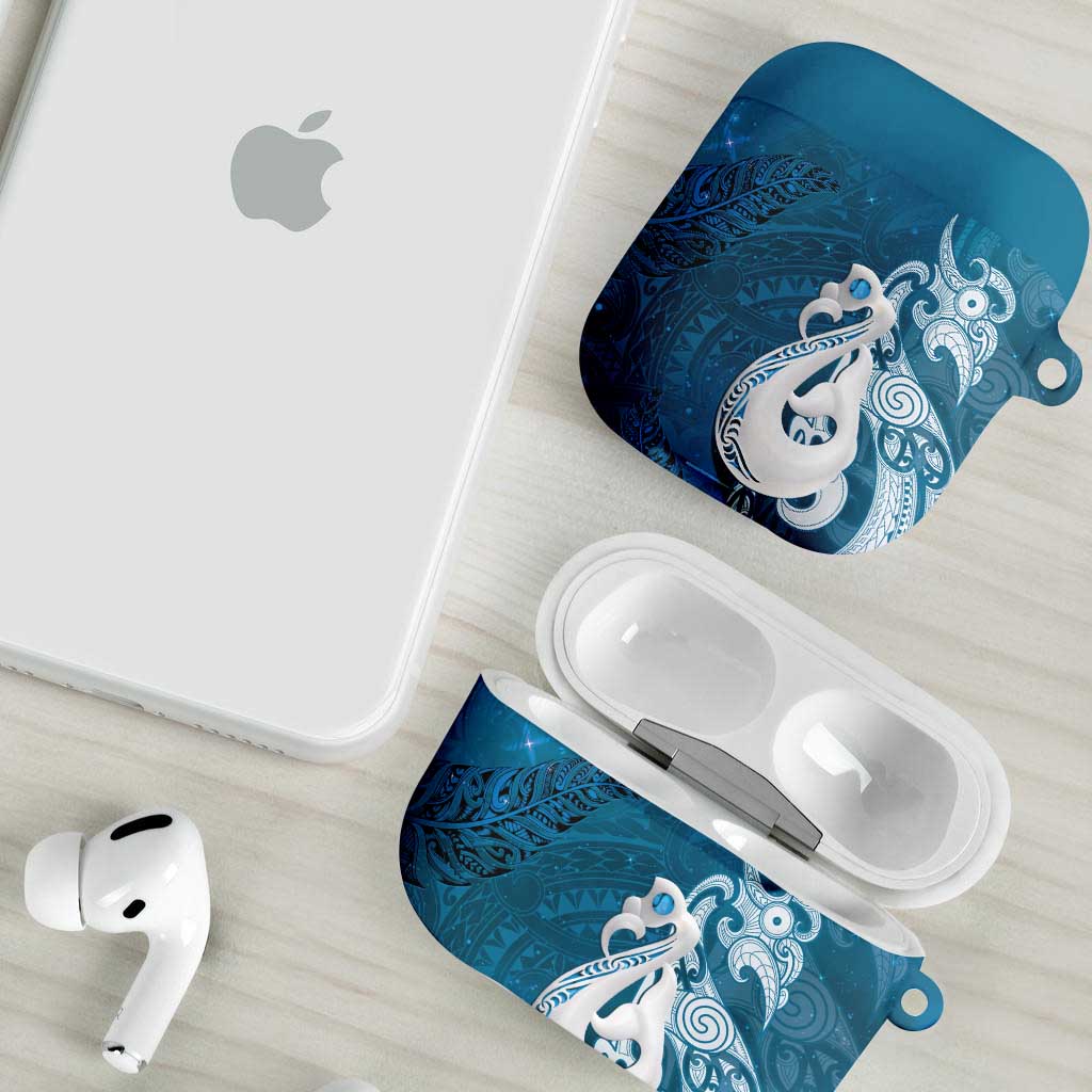 New Zealand Matariki AirPods Case Maori Manaia Galaxy Silver Fern Blue Color LT22 - Polynesian Pride
