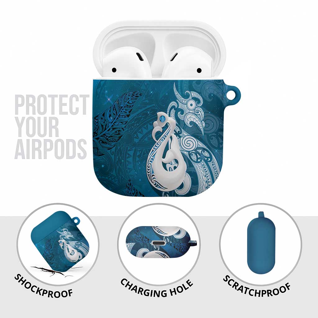 New Zealand Matariki AirPods Case Maori Manaia Galaxy Silver Fern Blue Color LT22 - Polynesian Pride