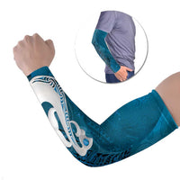 New Zealand Matariki Arm Sleeves Maori Manaia Galaxy Silver Fern Blue Color LT22 Set of 2 Blue - Polynesian Pride