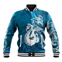 New Zealand Matariki Baseball Jacket Maori Manaia Galaxy Silver Fern Blue Color LT22 Unisex Blue - Polynesian Pride