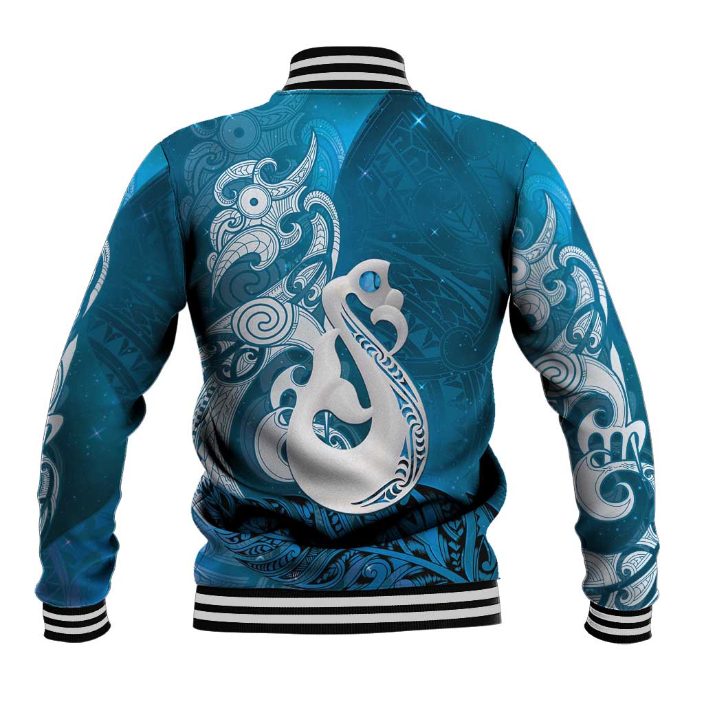 New Zealand Matariki Baseball Jacket Maori Manaia Galaxy Silver Fern Blue Color LT22 - Polynesian Pride