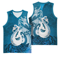 New Zealand Matariki Basketball Jersey Maori Manaia Galaxy Silver Fern Blue Color LT22 - Polynesian Pride