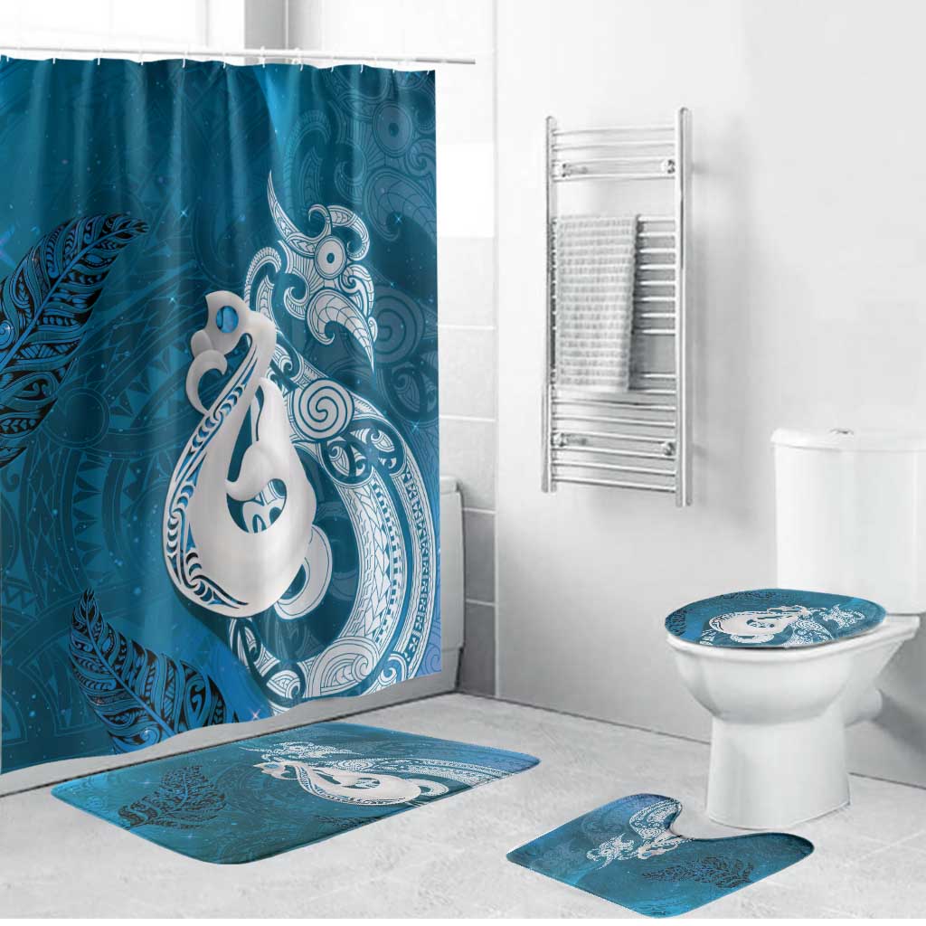 New Zealand Matariki Bathroom Set Maori Manaia Galaxy Silver Fern Blue Color