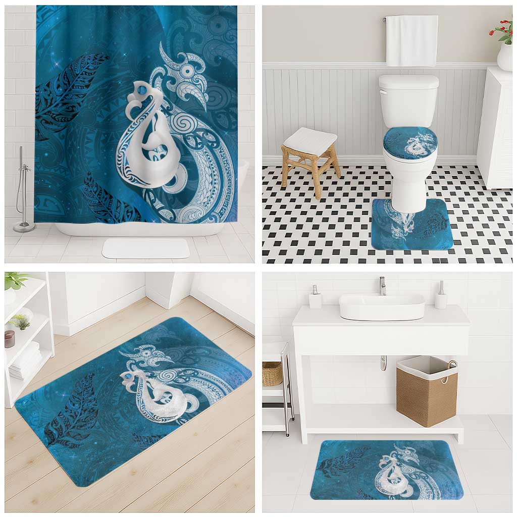 New Zealand Matariki Bathroom Set Maori Manaia Galaxy Silver Fern Blue Color LT22 - Polynesian Pride